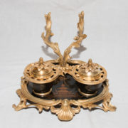 Encrier En Bronze Doré Laque De Chine, De Style Rocaille Circa 1880