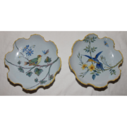 Paire-d'Assiettes-Quimper-Porquier-Beau-Série-Botanique-Fin-XIXe