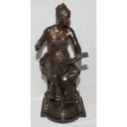 Bronze « La Joueuse De Mandoline » Luca Madrassi (1848-1919)