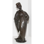 Bronze " Geisha" Signé Ottilio Pesci Et Daté Tokyo 1921