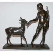"Diane Chasseresse Avec Une Biche" Daniel Joseph Bacque 1874-1947