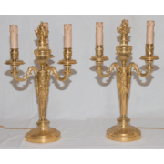Paire De Candéladres En Bronze Doré Style Louis XVI