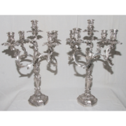 Paire De Chandeliers En Bronze Argenté Signé Morlot