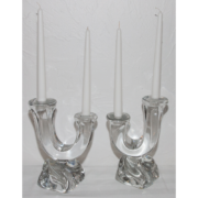 Paire De Chandeliers En Cristal Signés Daum