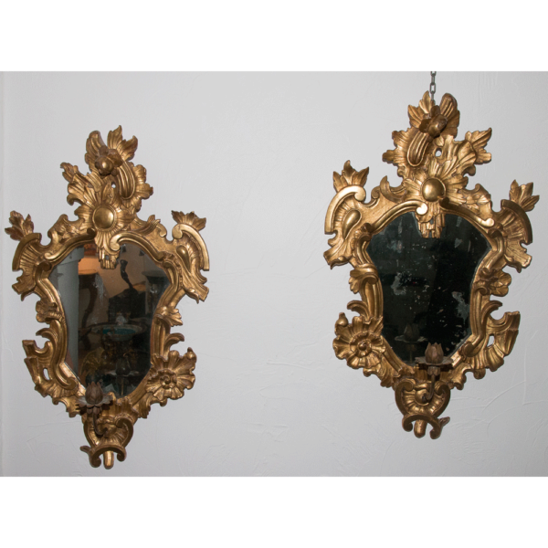 Paire De Miroirs En Bois Doré, Italie XIXe Siècle