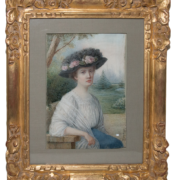 Portrait d'Une Jeune élégante Par A Philippon Simonet Datée 1910