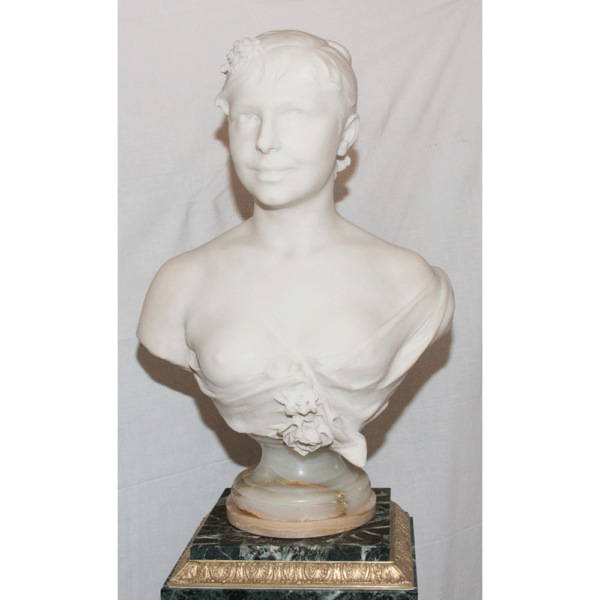 Flore, Buste En Marbre Alfred Désiré Lanson 1851-1938