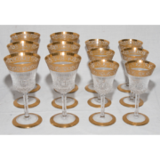 Série de 12 verres à pied Cristal De Saint Louis Modèle Thistle Or