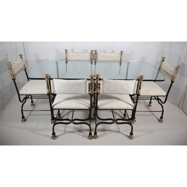 Table Et 6 Chaises Iron Savonarola Dante Années 60