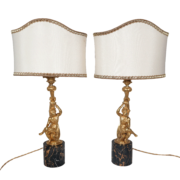 Paire de lampes en bronze doré, époque Napoléon III