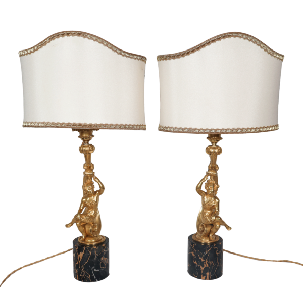 Paire de lampes en bronze doré, époque Napoléon III