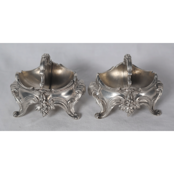 Paire de salières en argent massif fin XIXe