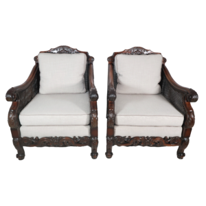 Paire de bergères anglaises Style George V vers 1910