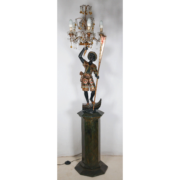 Nubien porte torchère en bois polychrome fin XIXe.