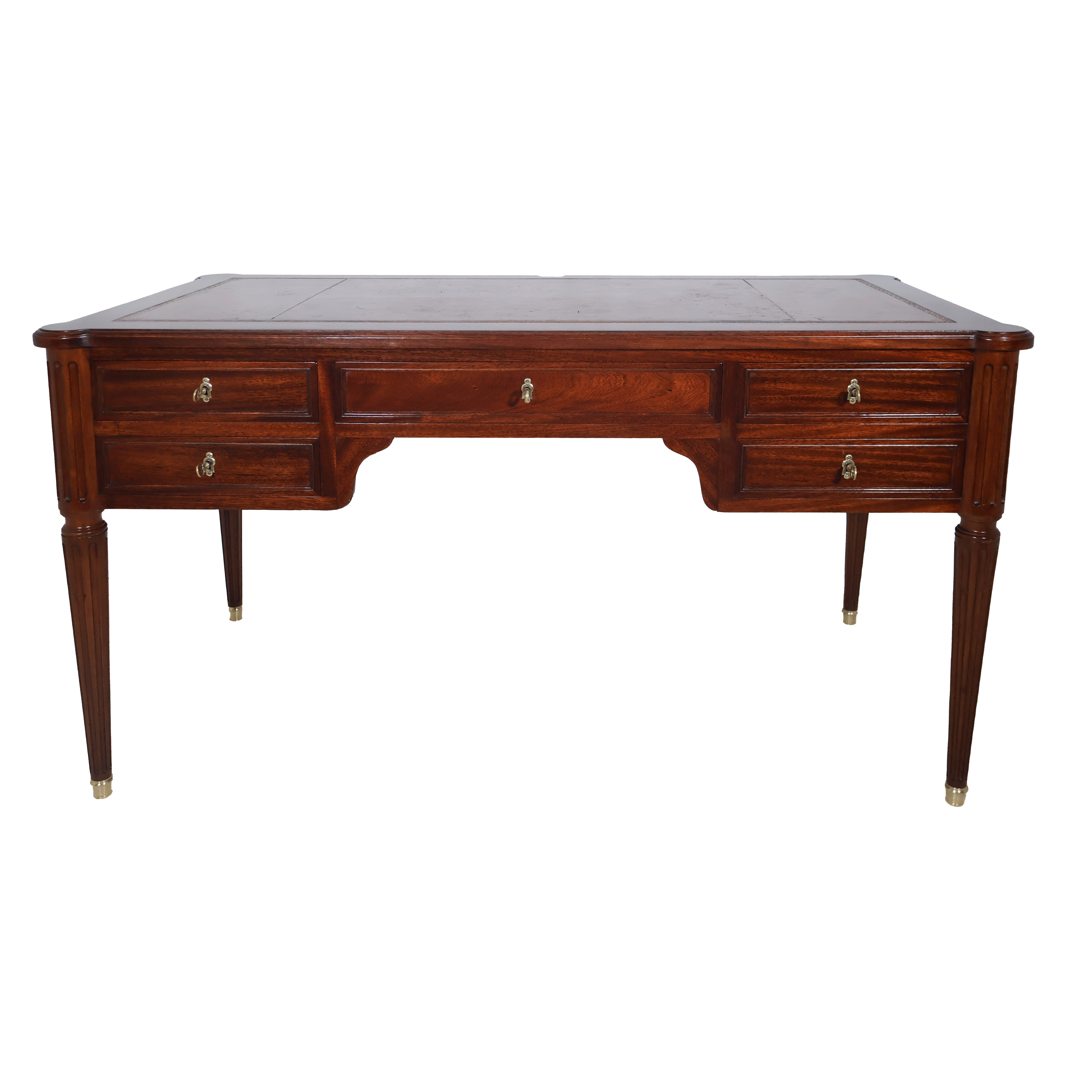 Bureau plat double face à tirettes, style Louis XVI, début XXe siècle.