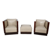 Paire de fauteuils et pouf époque art déco