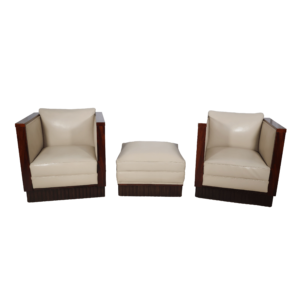 Paire de fauteuils et pouf époque art déco