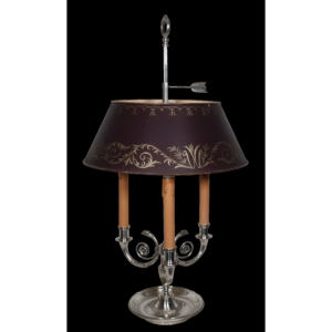 Lampe bouillotte de style Empire en bronze argenté début XXe