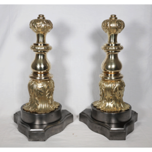 Grande paire de cales-portes en bronze doré époque Napoléon III