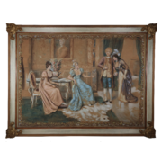 Tapisserie peinte intérieur bourgeois fin XIXe siècle