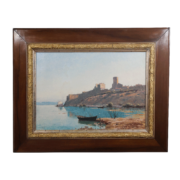 Huile sur toile vue de Bages Lina BILL (1855-1936)