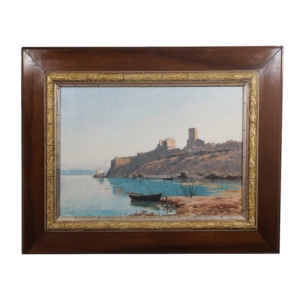 Huile sur toile vue de Bages Lina BILL (1855-1936)