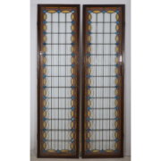 Paire de vitraux en verre serti au plomb époque 1900