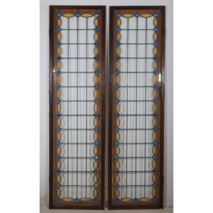 Paire de vitraux en verre serti au plomb époque 1900
