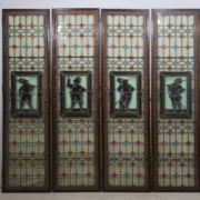 Suite de quatre vitraux anciens en verre au plomb fin XIXᵉ